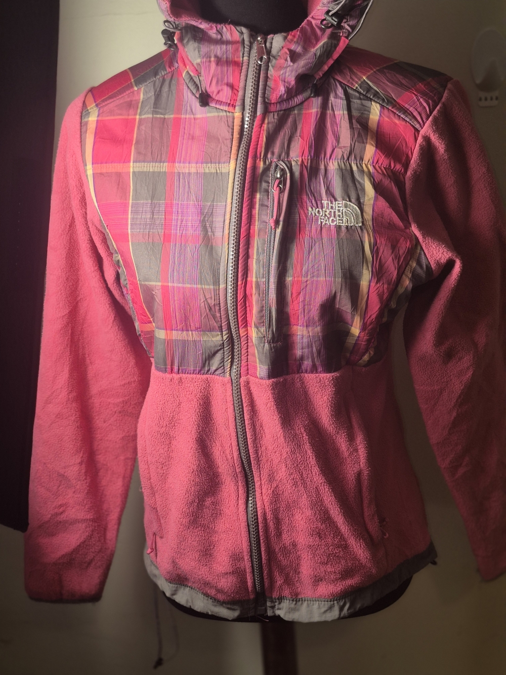 The North Face Pink Plaid-Yoke Girls' Puffer Jacket